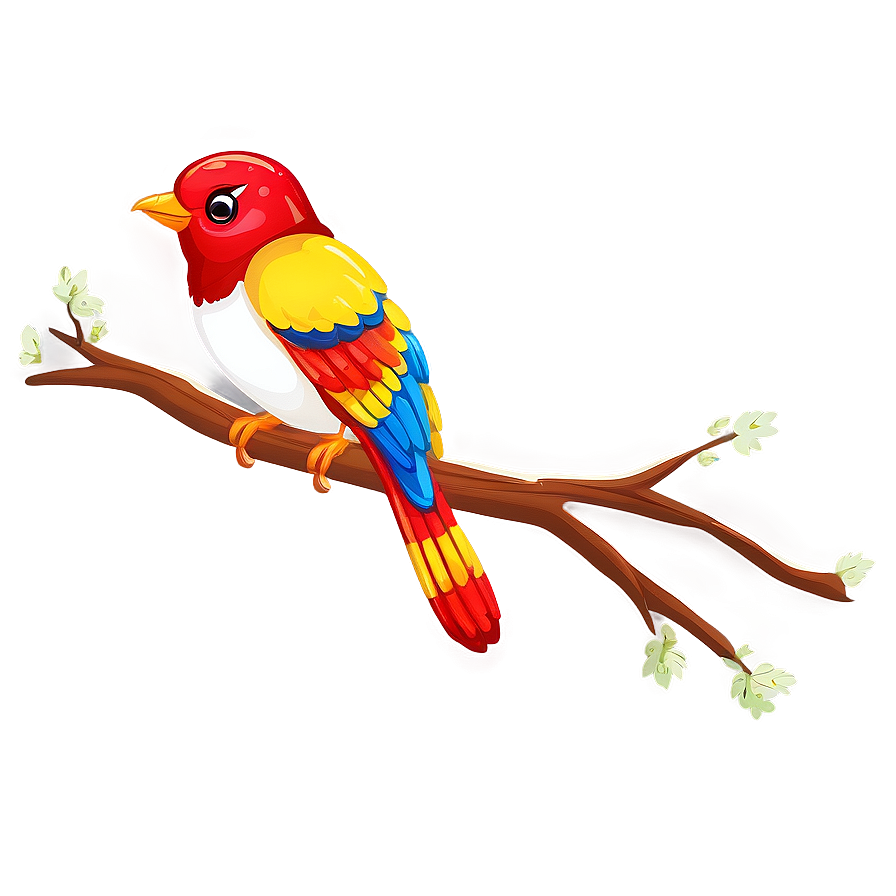 Cartoon Bird On Branch Png 06202024 PNG Image