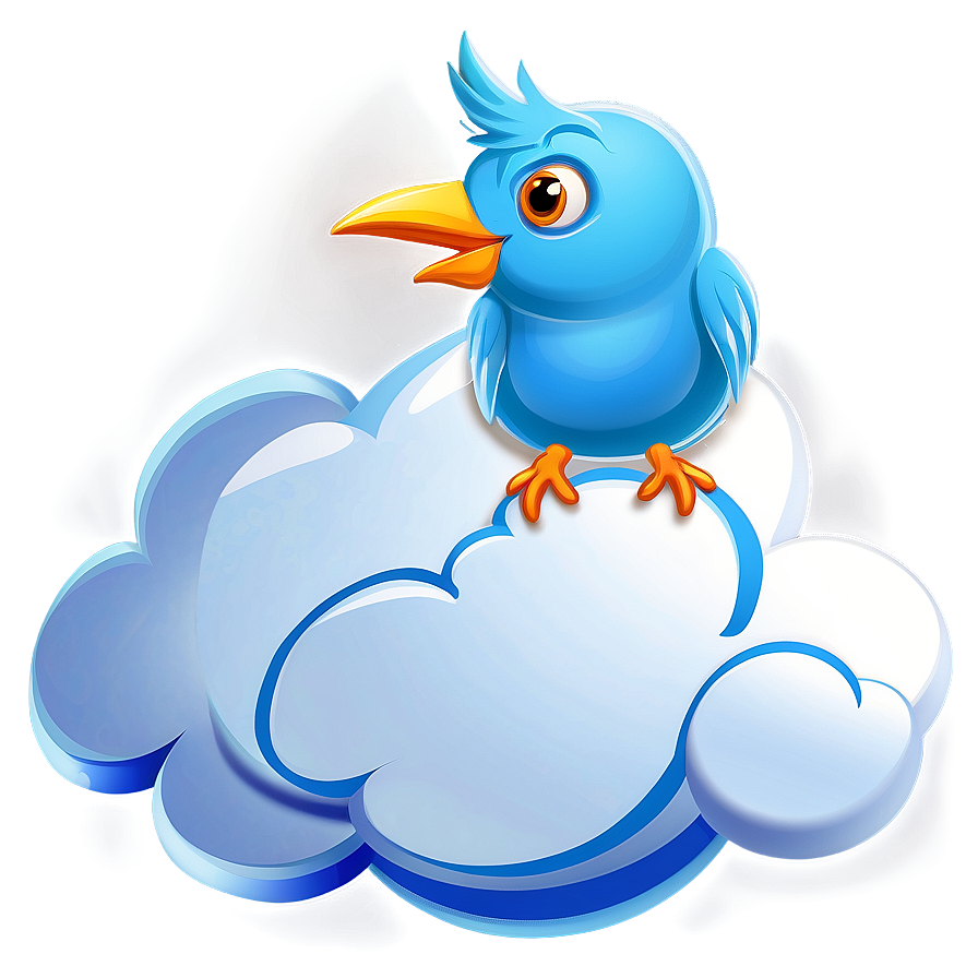 Cartoon Bird On Cloud Png Dov25 PNG Image