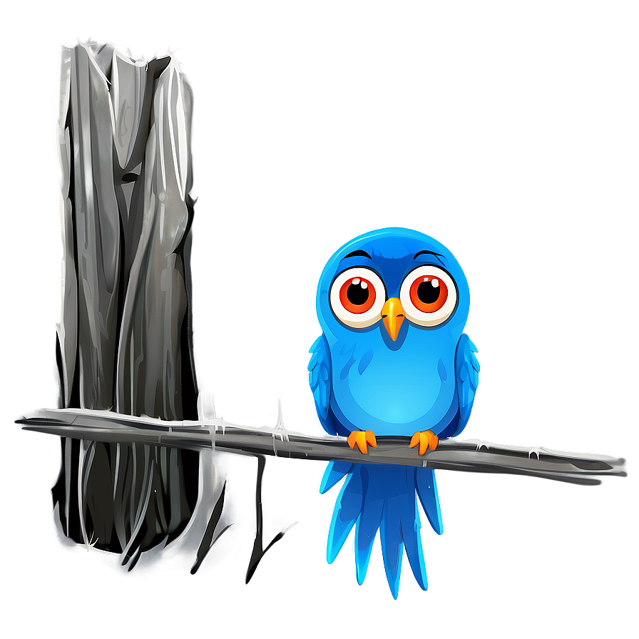 Cartoon Bird On Fence Png 45 PNG Image