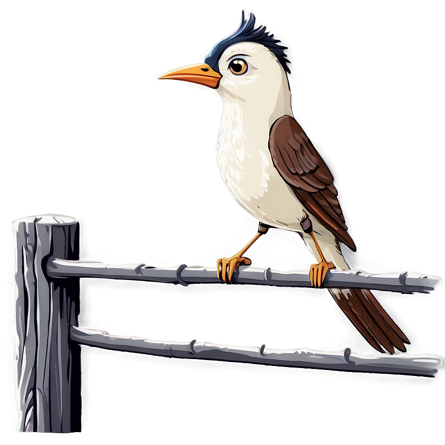 Cartoon Bird On Fence Png Vlj PNG Image