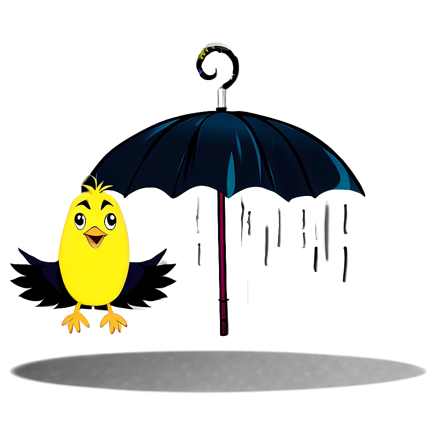 Cartoon Bird Under Umbrella Png Pio PNG Image