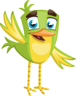 Cartoon Bird Waving Friendly PNG Image