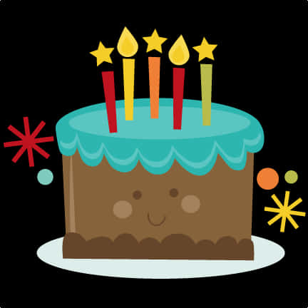 Cartoon Birthday Cake With Candles PNG Image