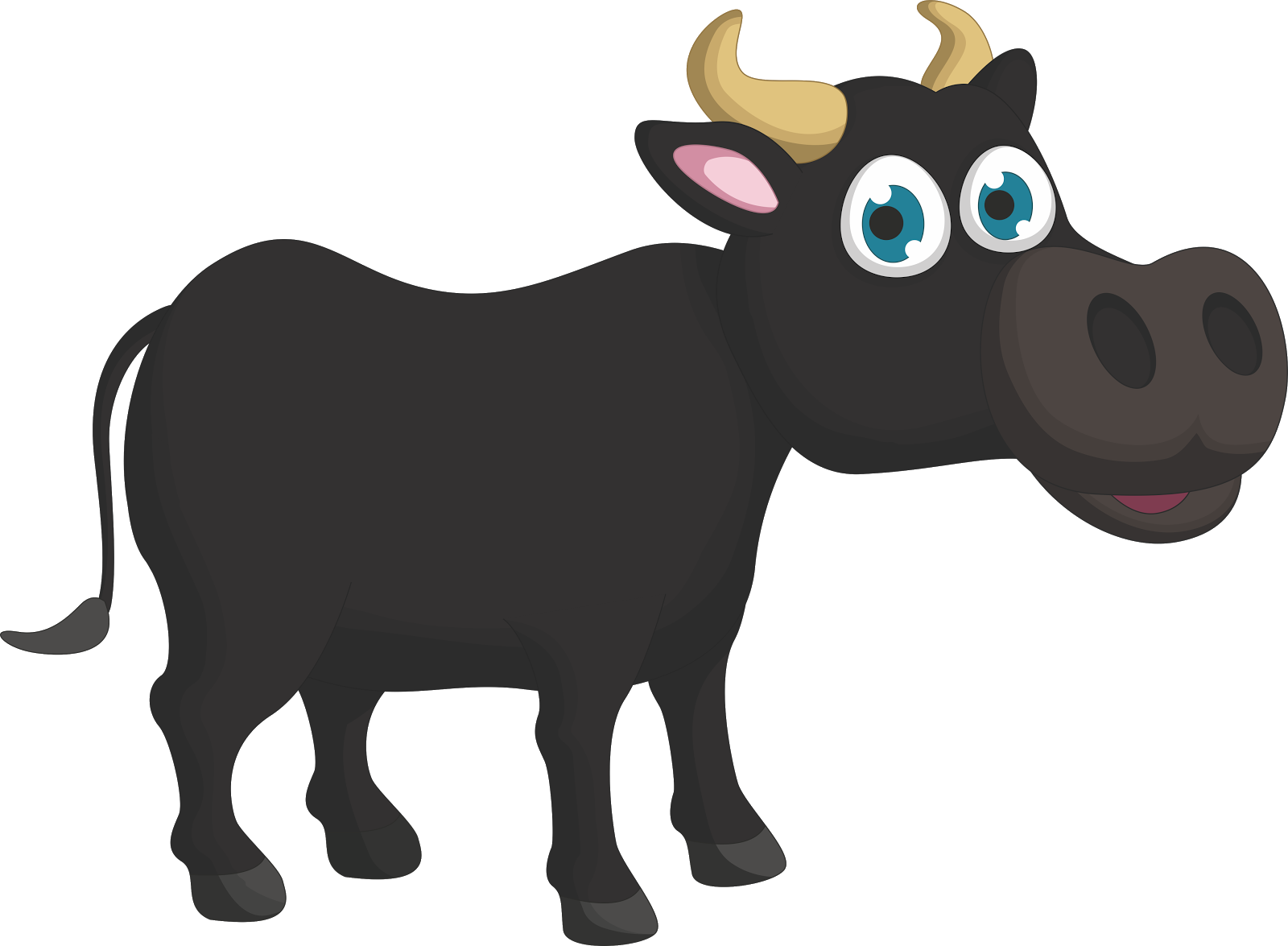 Cartoon Black Bull Illustration PNG Image