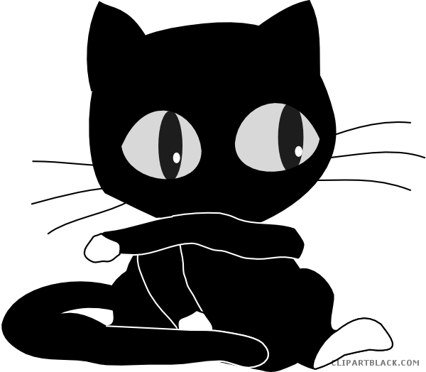 Cartoon Black Cat Illustration PNG Image