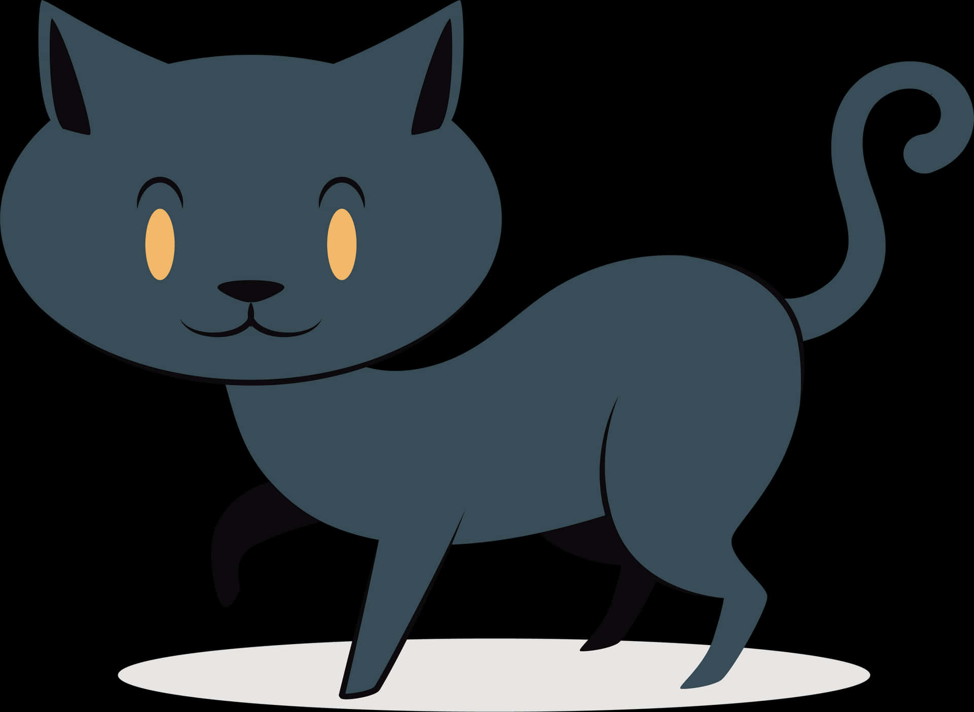 Cartoon Black Cat Illustration PNG Image