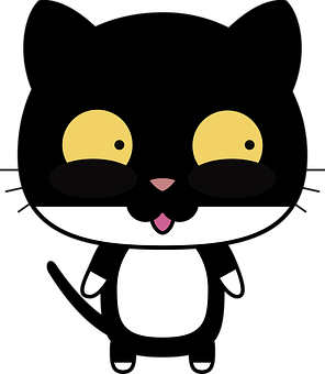 Cartoon Black Cat Smiling PNG Image