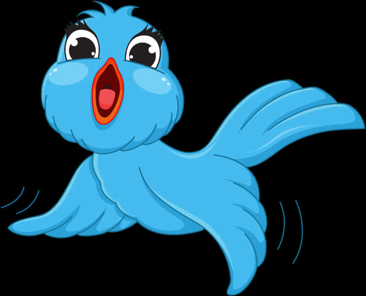 Cartoon Blue Bird Singing PNG Image