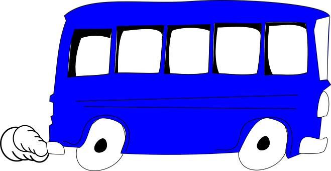 Cartoon Blue Bus Graphic PNG Image