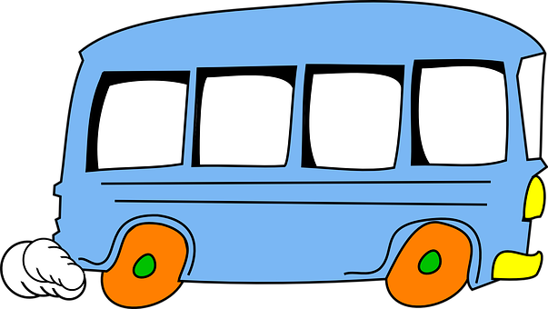 Cartoon Blue Bus Illustration PNG Image