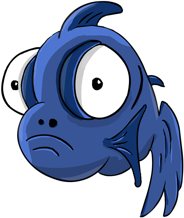 Cartoon Blue Fish Expression PNG Image