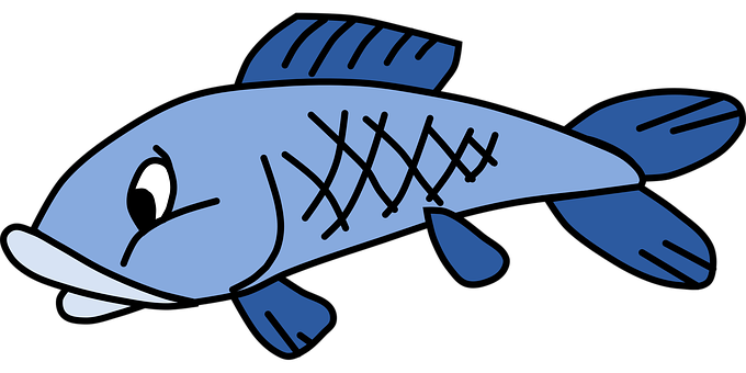 Cartoon Blue Fish Illustration PNG Image