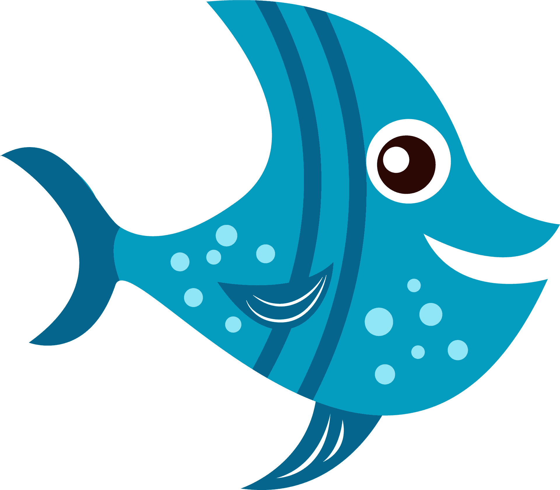 Cartoon Blue Fish Illustration PNG Image