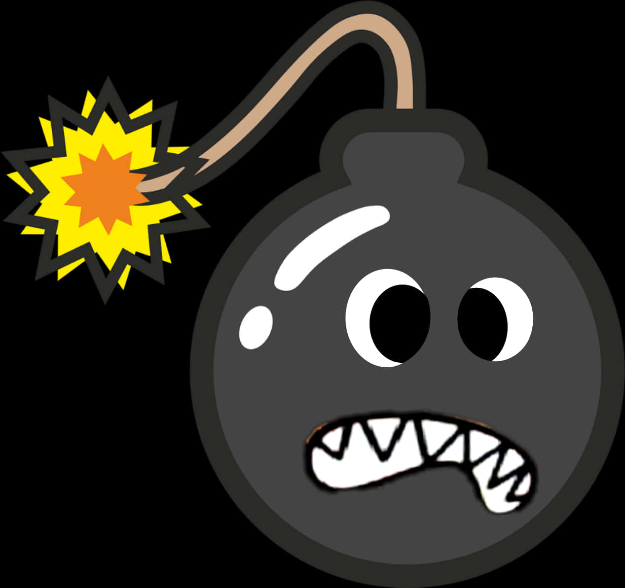 Cartoon Bomb Character Fuse Ignited PNG Image