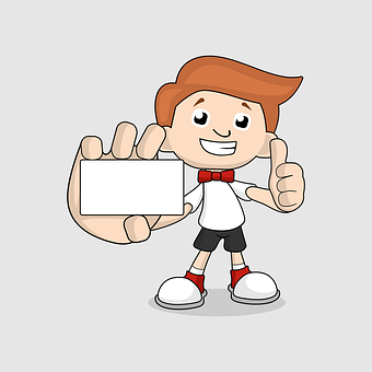 Cartoon Boy Holding Signand Thumbs Up PNG Image