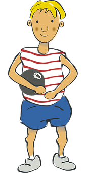 Cartoon Boy Holding Soccer Ball PNG Image