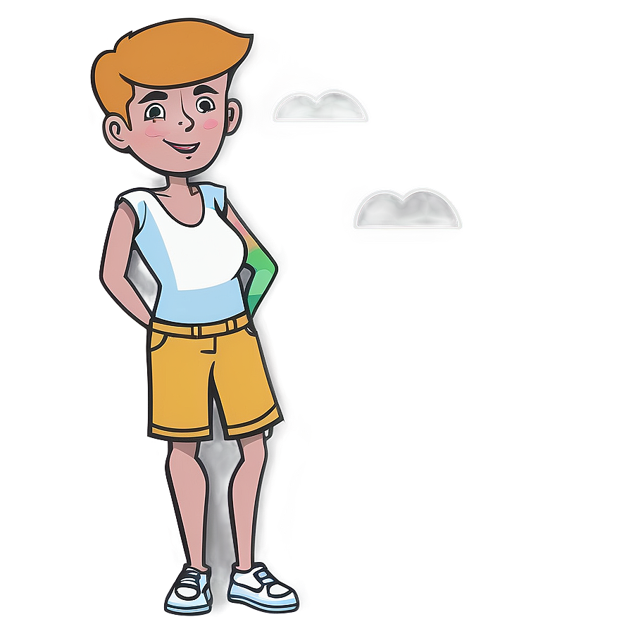 Cartoon Boy Leaning Against Wall PNG Image