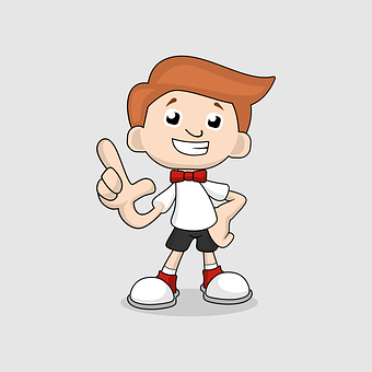 Cartoon Boy Pointing Gesture PNG Image