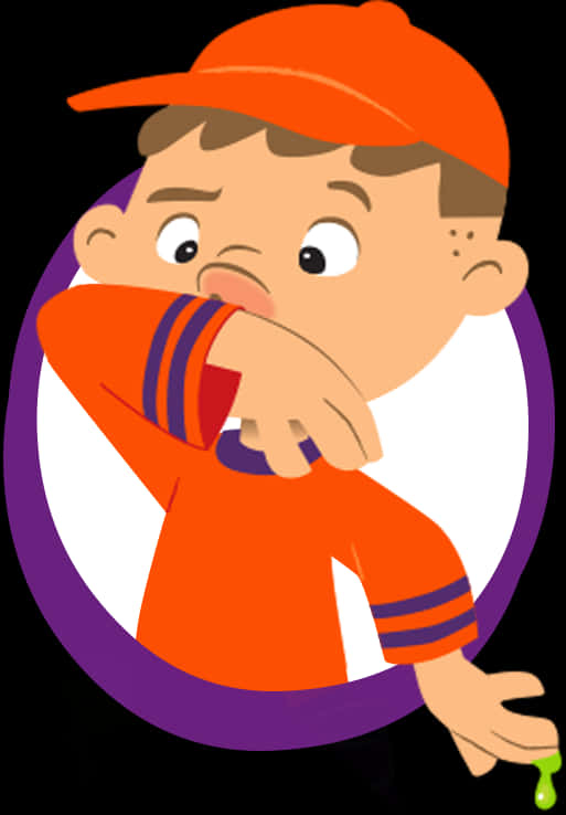 Cartoon Boy Sneezing PNG Image