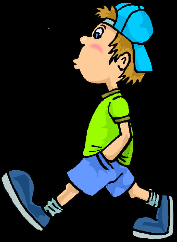 Cartoon Boy Walking Profile PNG Image