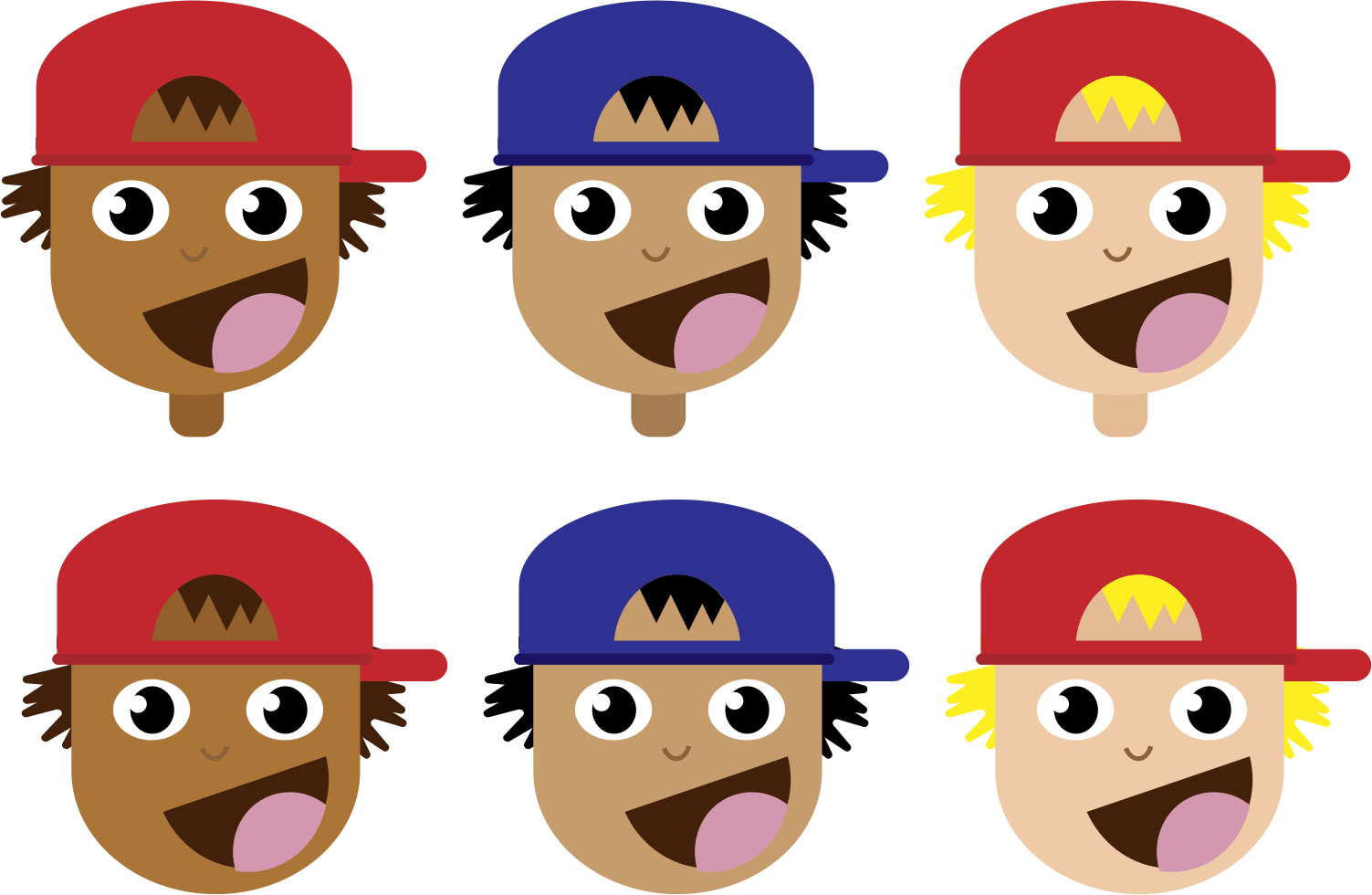 Cartoon Boysin Caps PNG Image