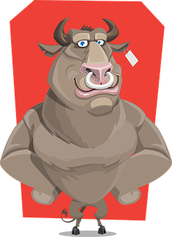 Cartoon Bull Character PNG Image