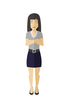 Cartoon Businesswoman Standing Sad PNG Image