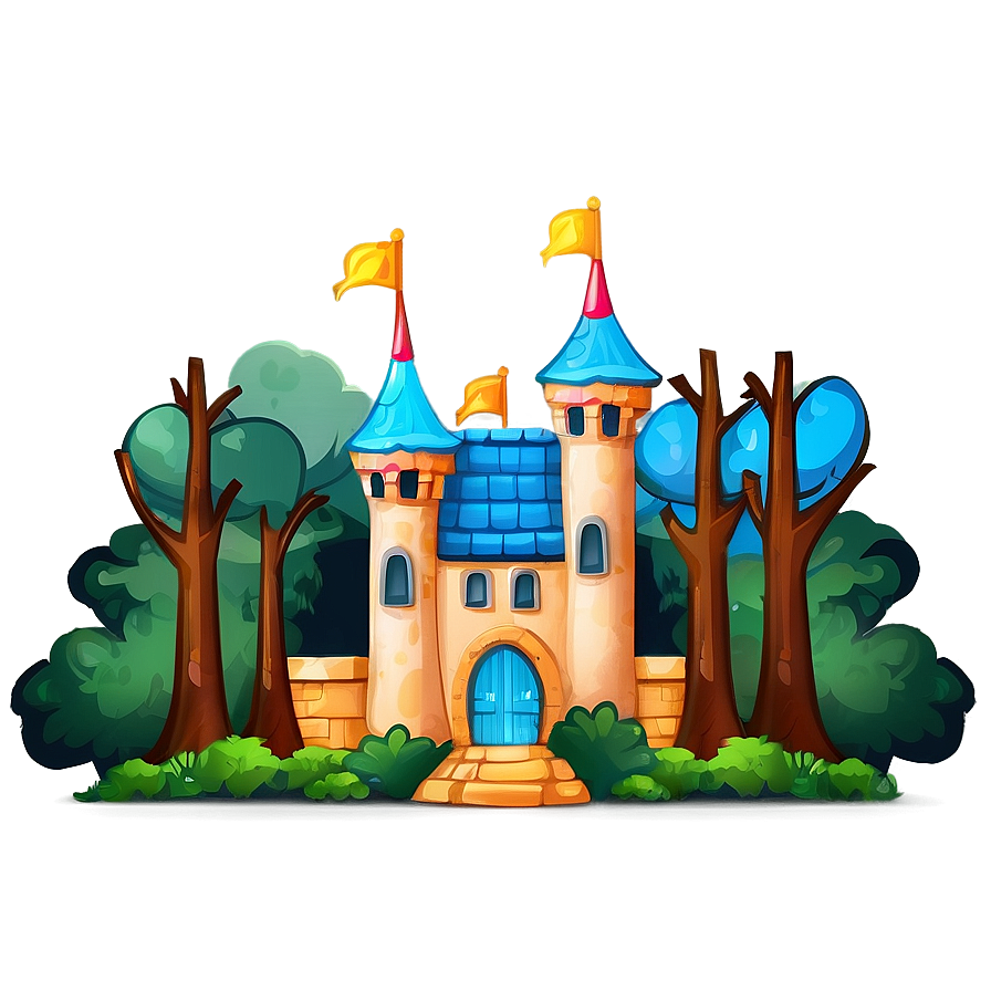 Cartoon Castle In Forest Png Guj PNG Image