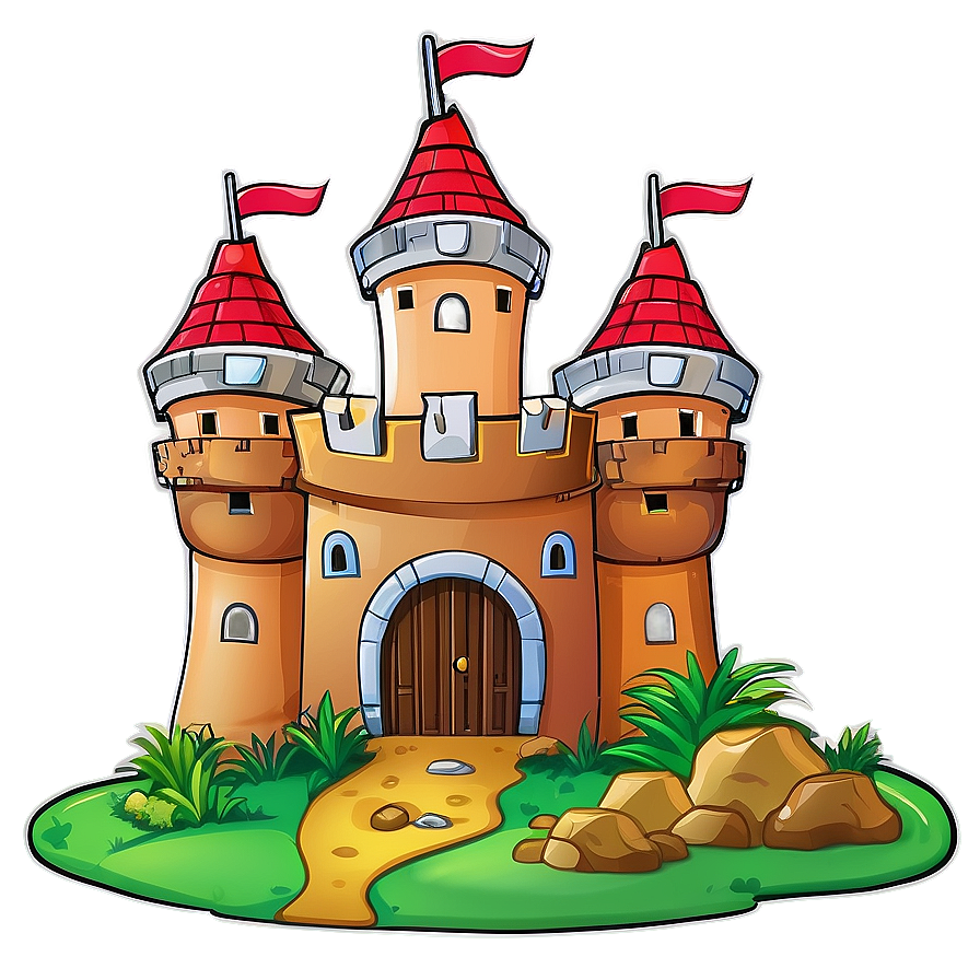 Cartoon Castle On Island Png Qbt PNG Image