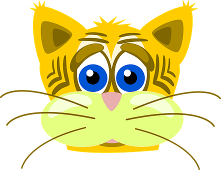 Cartoon Cat Face Illustration PNG Image