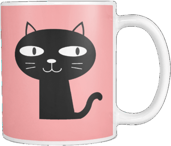 Cartoon Cat Mug Design PNG Image