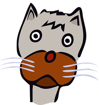 Cartoon Cat With Pretzel Mustache PNG Image