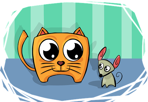 Cartoon Catand Mouse Friends PNG Image