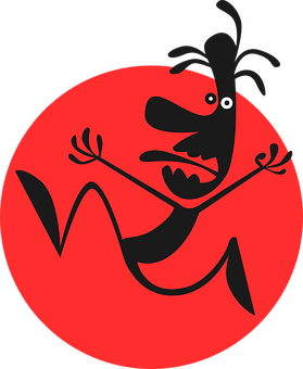 Cartoon Character Red Background PNG Image