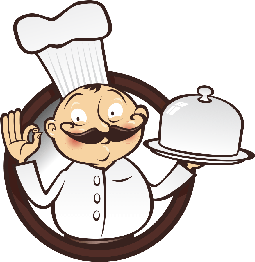 Cartoon Chef Holding Dish PNG Image