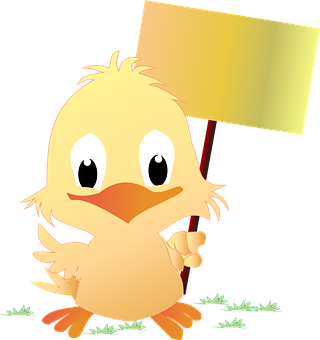 Cartoon Chick Holding Sign PNG Image