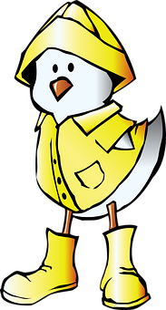 Cartoon Chickin Rain Gear PNG Image