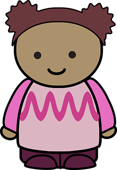 Cartoon Child Characterin Pink Clothes PNG Image