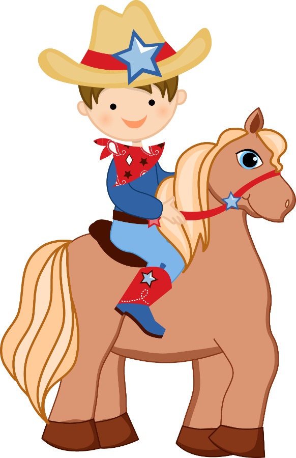 Cartoon Child Cowboyon Horse PNG Image