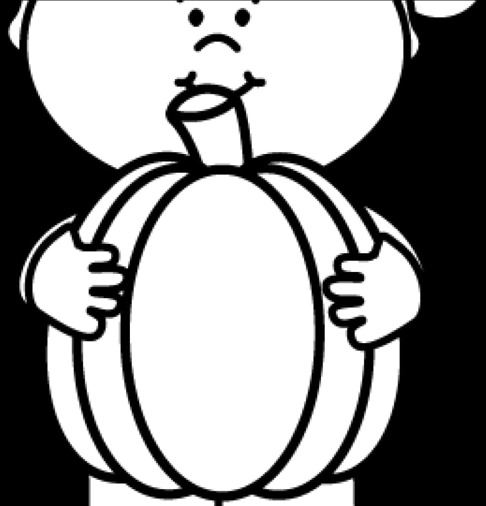 Cartoon Child Holding Pumpkin PNG Image