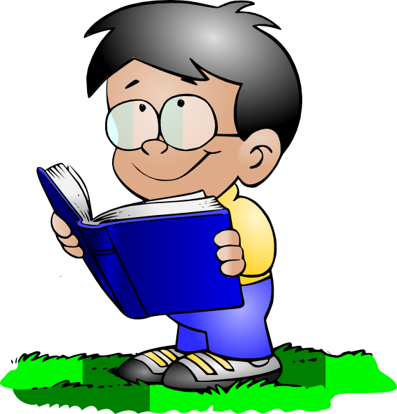 Cartoon Child Reading Book PNG Image