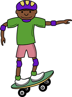 Cartoon Child Skateboarding African PNG Image