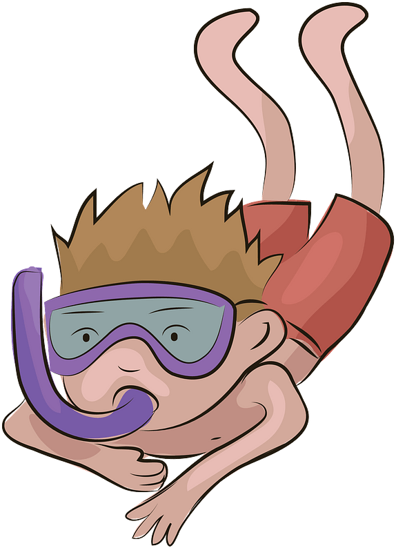 Cartoon Child Snorkeling PNG Image