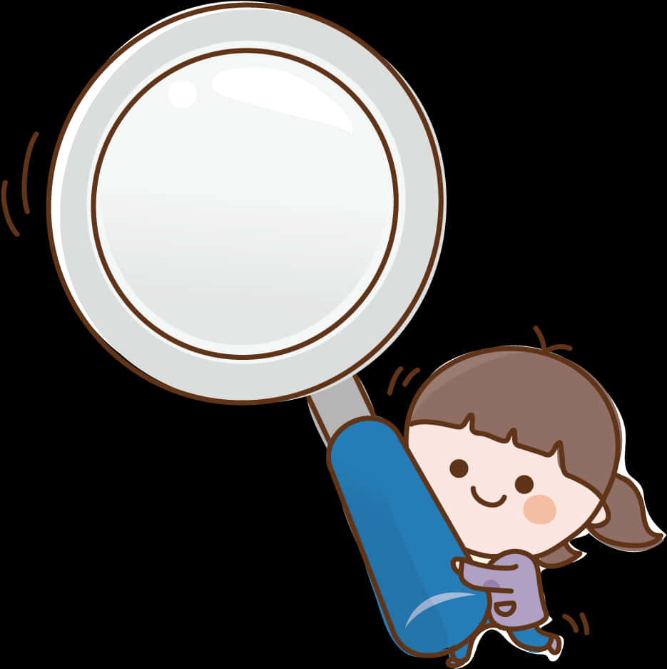 Cartoon Child With Magnifying Glass PNG Image