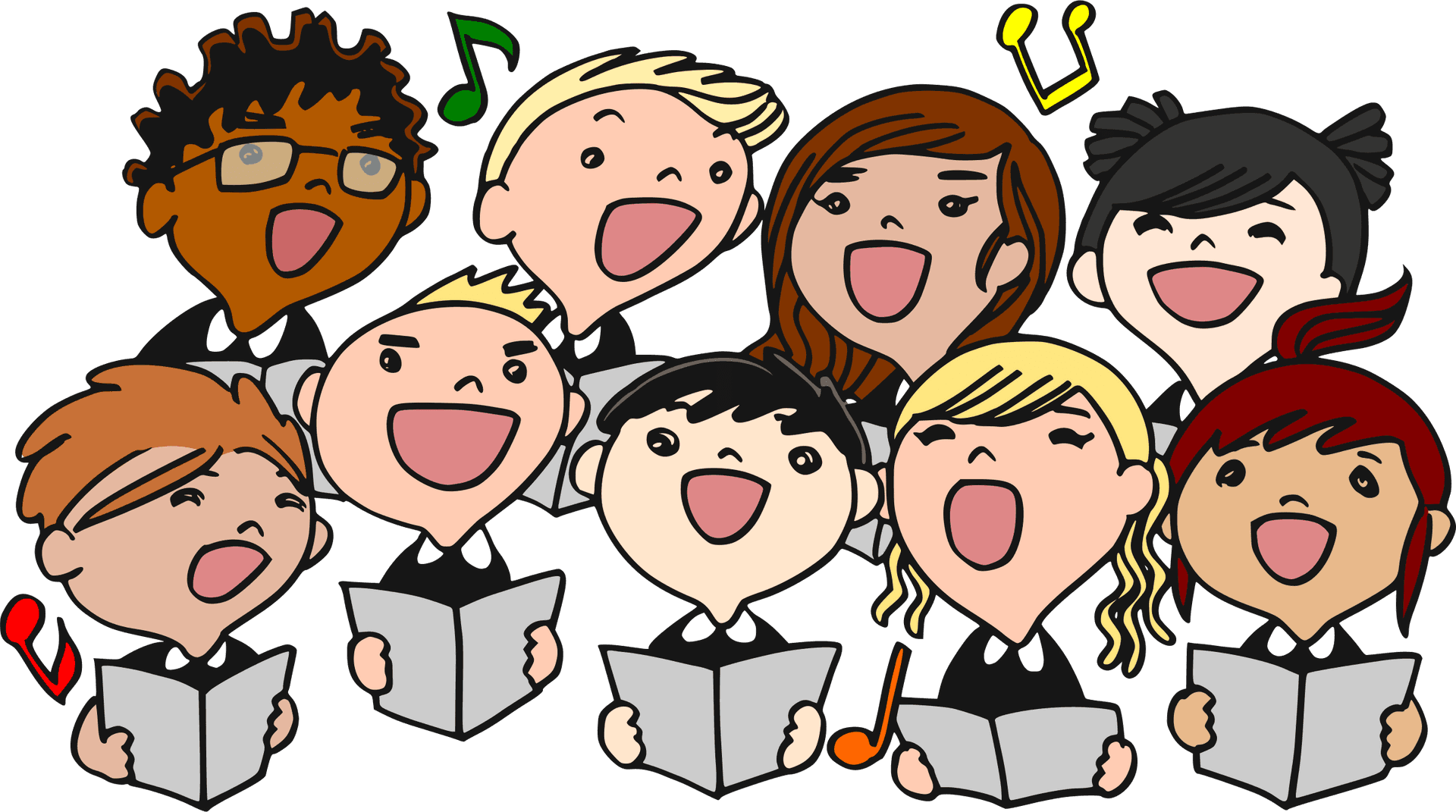 Cartoon Children Choir Singing PNG Image