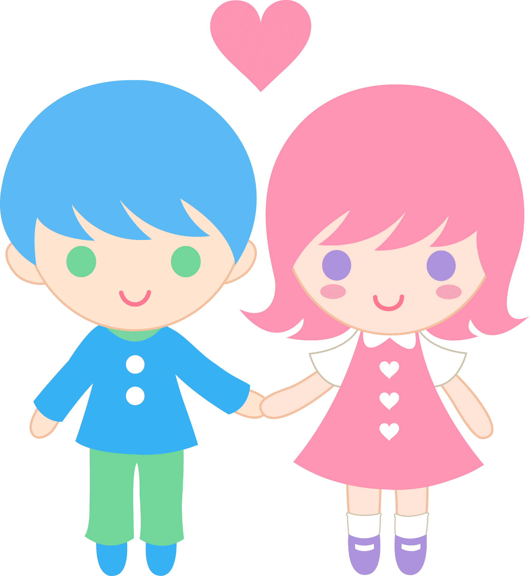 Cartoon Children Holding Hands PNG Image