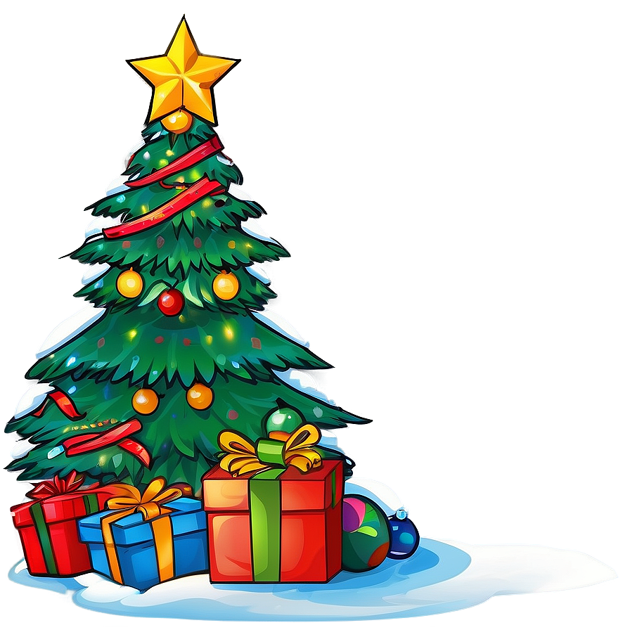 Cartoon Christmas Tree C PNG Image