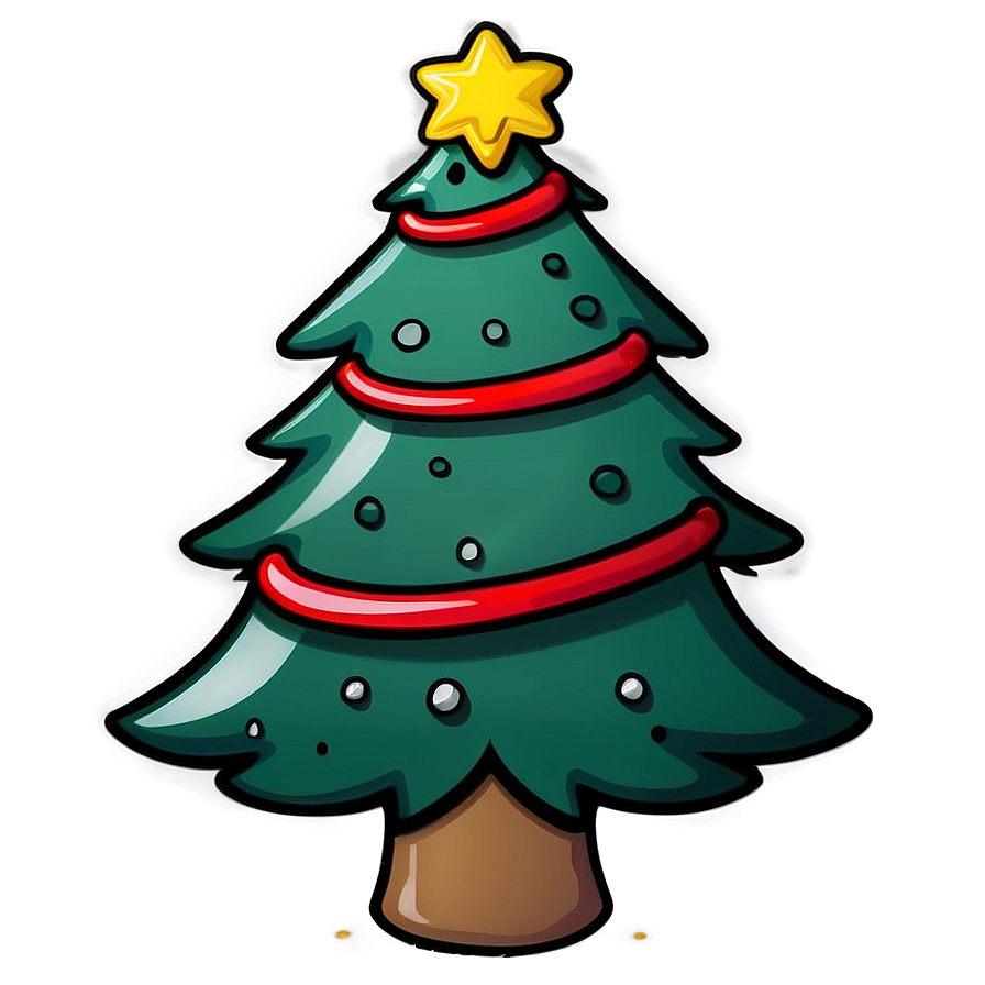 Cartoon Christmas Tree Outline Png 06132024 PNG Image