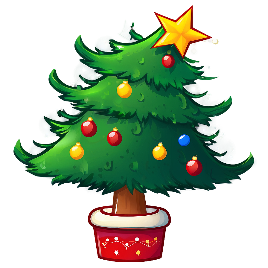 Cartoon Christmas Tree With Reindeer Png Vyh25 PNG Image