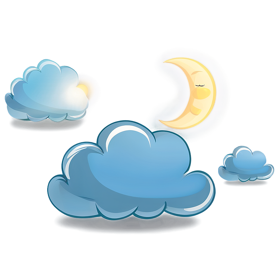 Cartoon Cloud With Moon Png 35 PNG Image